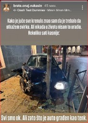 NAŠ PEVAČ IMAO SAOBRAĆAJKU U CENTRU BEOGRADA! Isplivala fotografija sa lica mesta, automobil potpuno uništen