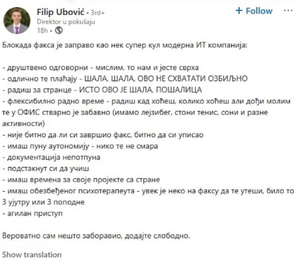 LICEMERJE NA KVADRAT! Blokira FON, pa otišao da studira u Finsku!