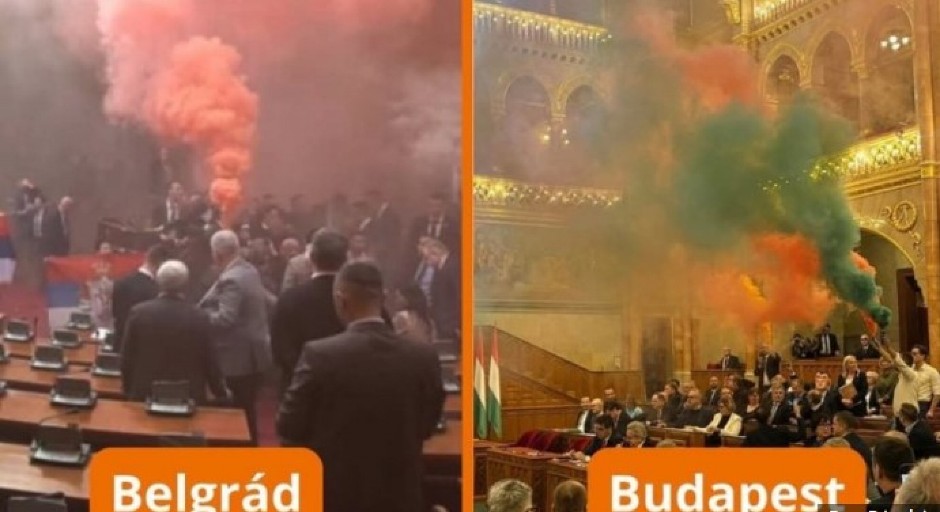 PONOVILI SCENARIO IZ BEOGRADA: Slobodarskog lidera Orbana ruše kao i Vučića - haos u parlamentu Mađarske (FOTO)