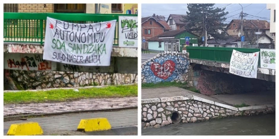 U NOVOM PAZARU OSVANULI EKSTREMISTIČKI TRANSPARENTI Sve jači pokušaji sprovođenja „obojene revolucije“