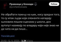 FOTELJAŠI VREĐAJU SRPSKE VELIKANE Blokaderi s Pravnog fakulteta u Nišu Miloša Obrenovića nazvali NEPISMENIM, pa obrisali tvit: "Sad se ograđujete i sami od sebe"