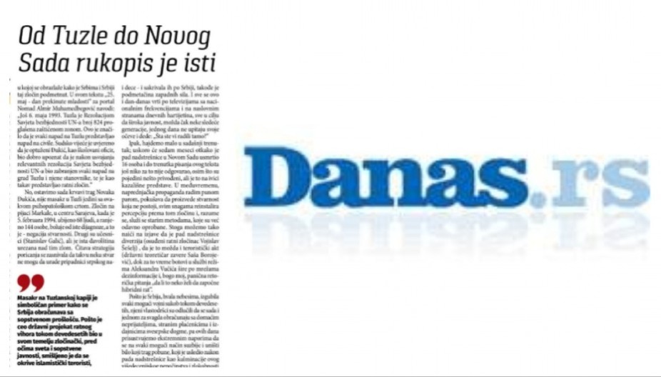 "SRBI SU ZLOČINCI, UBIJALI SU NA MARKALAMA, U TUZLI, KLALI U SREBRENICI" Ovo su stavovi blokaderskog Danasa - i dokaz da MRZE SVE SRPSKO (FOTO)