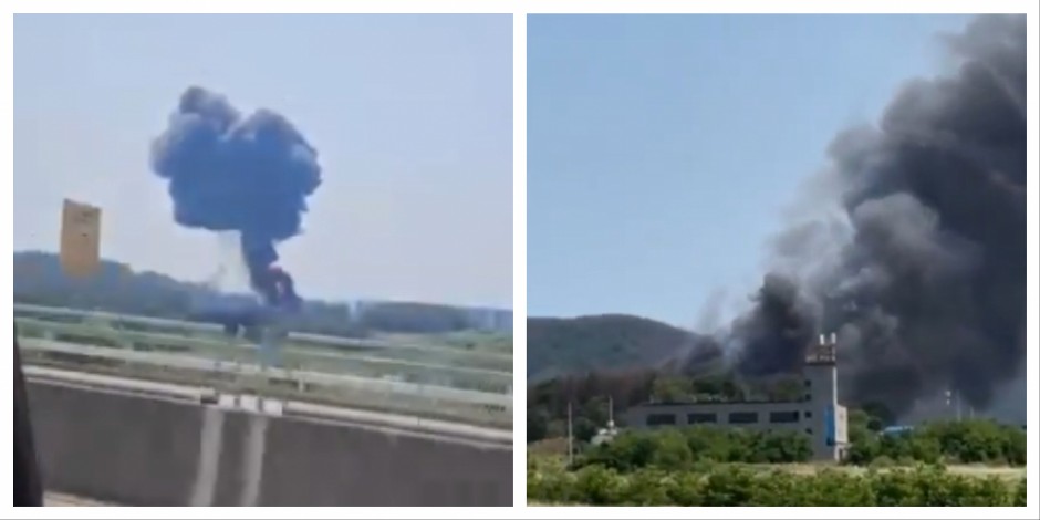 SRUŠIO SE VOJNI AVION, OBLAK DIMA PRERIVA NEBO Evo kako izgleda zastrašujuća scena u Pohangu (VIDEO)