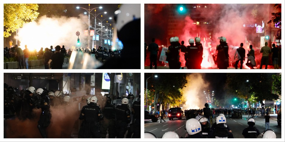 OVAKO JE IZGLEDALO SINOĆ JEZIVO NASILJE BLOKADERA Sve je počelo kada su skinuli prsluke, bacali su kamenice i flaše, udarali štanglama policiju... (FOTO/VIDEO)