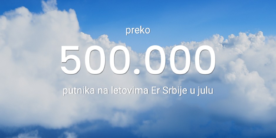 VIŠE OD POLA MILIONA PUTNIKA NA LETOVIMA ER SRBIJE U JULU