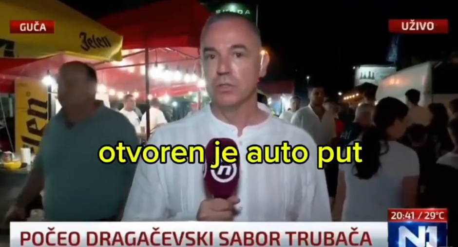 SVAKA ČAST VUČIĆU! Antisrpski N1 priznao: "Do Guče sada za sat i po zahvaljujući autoputu" (VIDEO)