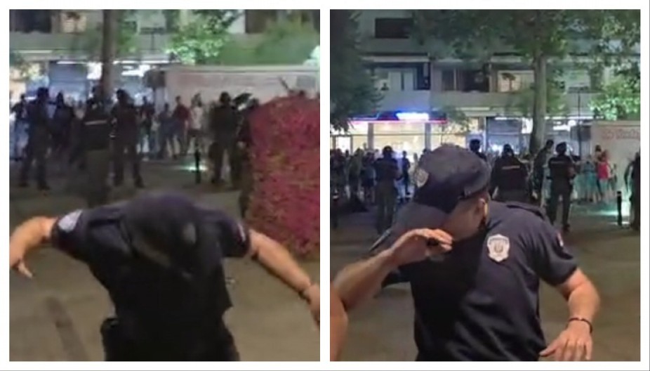 NASILNI BLOKADERI POGODILI POLICAJCA Gledajte snimak, samo se uhvatio za glavu i sagao... (VIDEO)