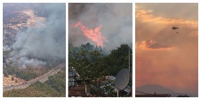 HELIKOPTER IZ SRBIJE GASI POŽAR U KUČIMA, TAMO JE NAJKRITIČNIJE Vatrogasci tokom noći odbranili kuće u Smokovcu