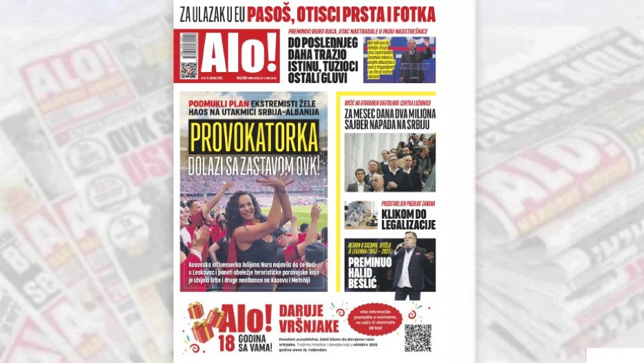 PROVOKATORKA DOLAZI SA ZASTAVOM OVK! Ekstremisti žele haos na utakmici Srbija-Albanija