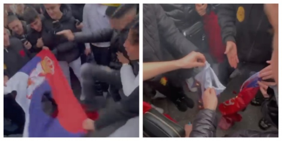 ALBANSKI EKSTREMISTI PALE ZASTAVU SRBIJE Sramne scene snimljene ispred katedrale u Milanu (VIDEO)