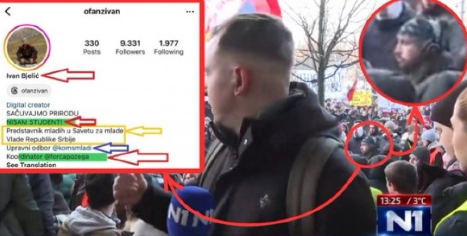 EVO KO NADGLEDA PROTEST STUDENATA Opozicioni aktivista koji sam za sebe kaže da nije student!