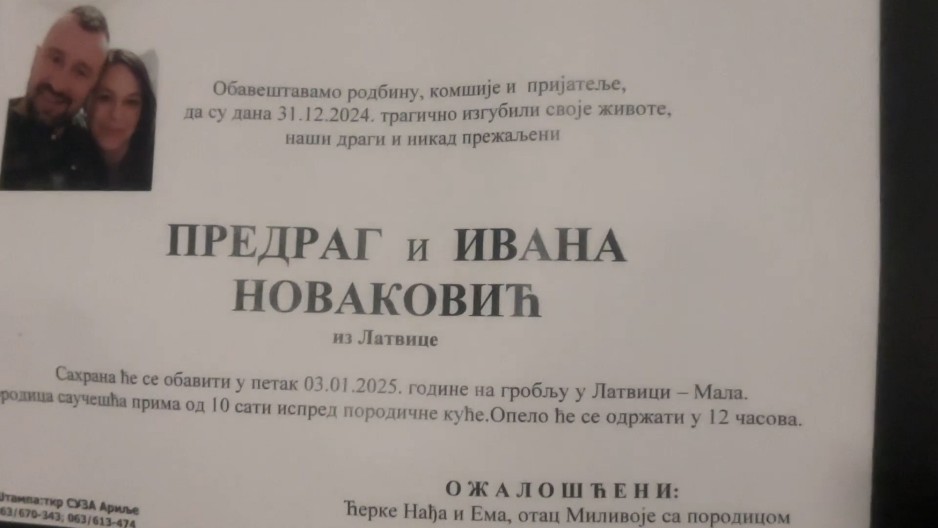 ARILJE SE OPRAŠTA OD UBIJENOG PARA U kafiću u centru ubijeni su Ivana i Predrag i ostavili su iza sebe dvoje dece