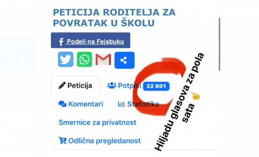 ZA POLA SATA 1.000 LJUDI POTPISALO! Roditelji iz cele Srbije pokrenuli peticiju za neometan povratak dece u školske klupe!