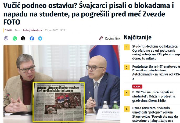 NITI BRIGE NITI PAMETI Nova S jedva dočekala da objavi pogrešan naslov švajcarskog tabloida da je "Vučić podneo ostavku"