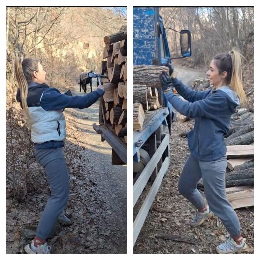 OVO NI MUŠKARCIMA NIJE LAKO DA URADE Sanja kao od šale ređa debela drva u kamion, komentari samo pljušte