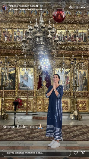 SLOBODA MIĆALOVIĆ SE JAVILA SA SVETOG MESTA Glumica čestitala Badnji dan vernicima pravoslavne veroispovesti!