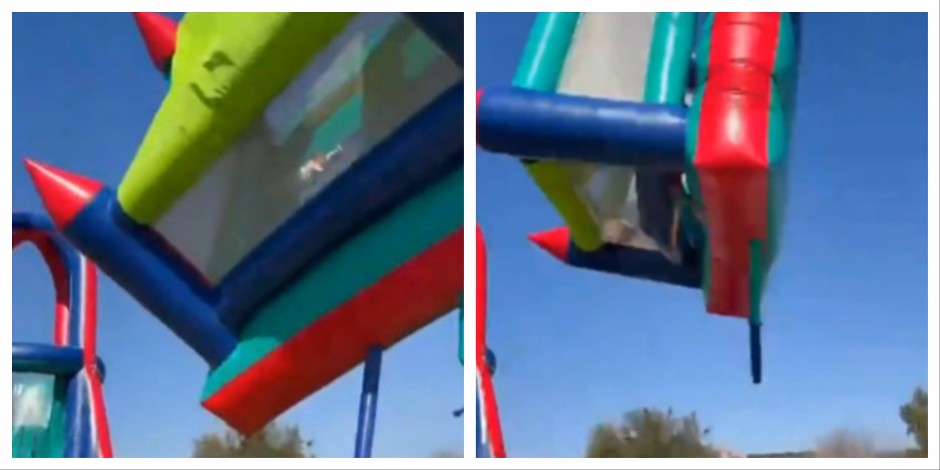 DVORAC NA NADUVAVANJE ODLETEO 12 METARA U VIS, DVOJE DECE PALO NA ZEMLJU Kamere snimile zastrašujući trenutak (VIDEO)