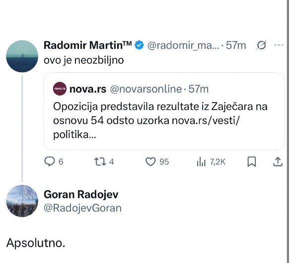 OPOZICIONARI PORUčUJU BLOKADERIMA U ZAJEČARU Jako ste se neozbiljno poneli što ste proglasili pobedu sa pola prebrojanih glasova! (FOTO)