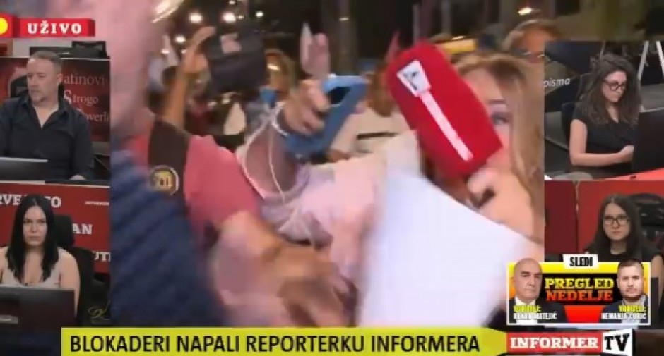 NAPAD NA BRANKU LAZIĆ! Pogledajte trenutak kada je fašista iz redova blokadera nasrnuo na novinarku! (VIDEO)