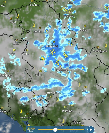 GLEDAJTE KAKO ĆE SE NEVREME KRETATI IZ SATA U SAT Najavljeni olujni vetar i grad! (FOTO)