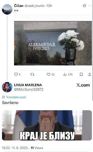 UŽAS! Blokaderska banda objavila grob Aleksandru Vučiću sa komentarom: Savršeno, kraj je blizu! (FOTO)