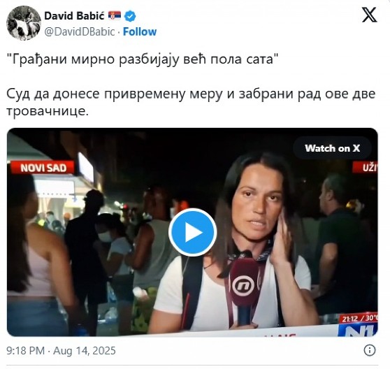 SANJA EKER I BLOKADERSKI SPEKTAKL: Kada novinarka postane glasnik nasilja (VIDEO)