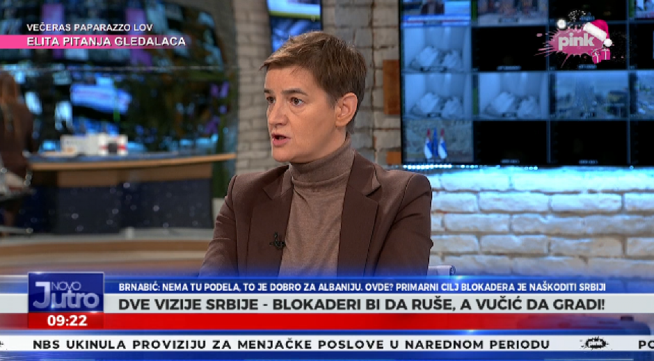 "OVO NEMA VEZE SA GENERALŠTABOM, OVO JE BLOKADA SRBIJE" Ana Brnabić gost Jutarnjeg programa: Svaka pobeda blokadera znači da je Srbija nešto izgubila