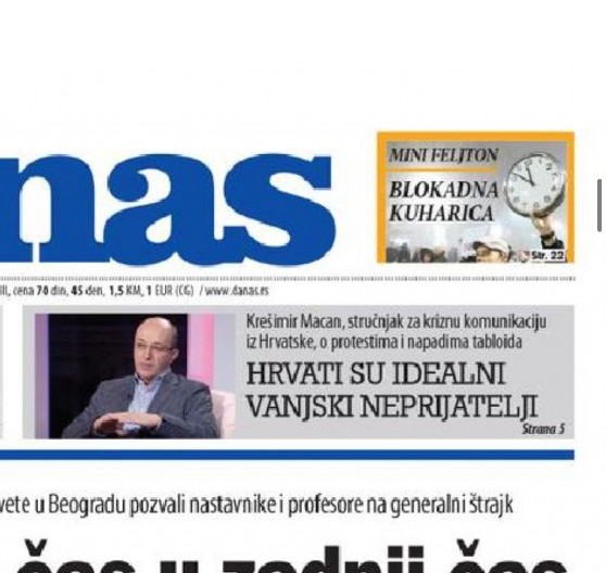 DANAS UPOSLIO PAJTIĆEVOG ORTAKA MACANA Neka on objasni da nije lepo to što se u Srbiji govori istina o hrvatskim udarima na našu državu!