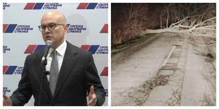 HULIGANI POKUŠALI DA UGROZE BEZBEDNOST PREMIJERA Isekli drvo i postavili ga na put (FOTO)